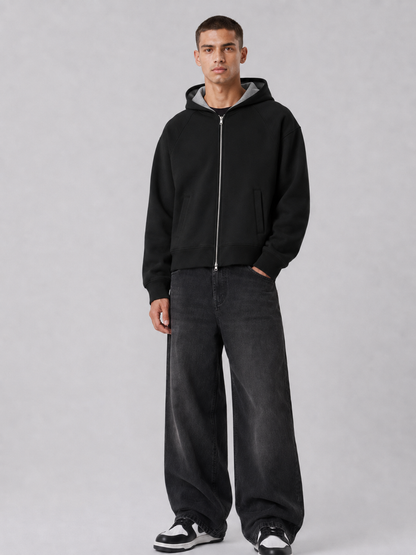 Loose Fit Hooded Zip-Up Jacket