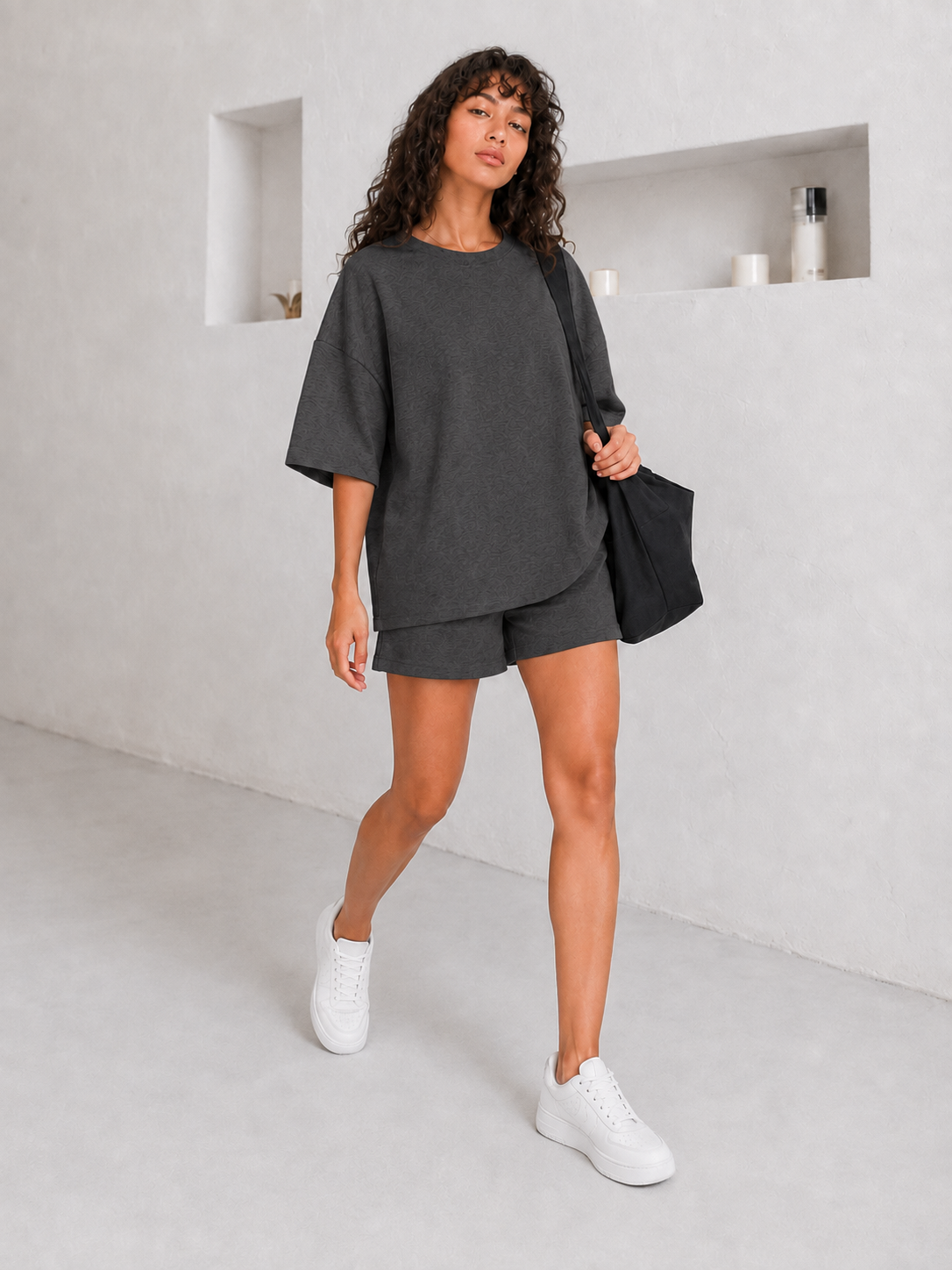 Drawstring Three-Quarter Sleeve Casual Top
