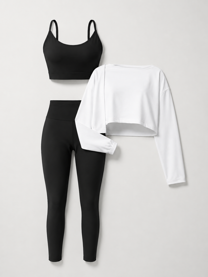 Women’s Long-Sleeve Crop Top & Leggings Set