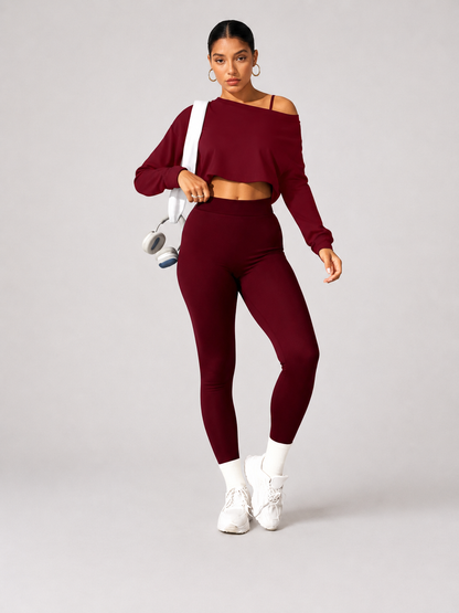 Women’s Long-Sleeve Crop Top & Leggings Set