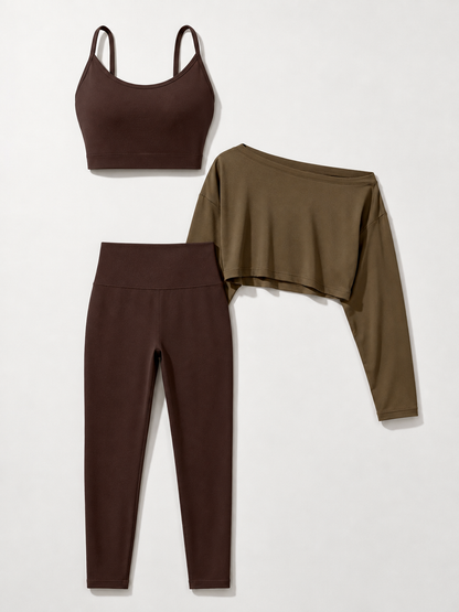 Women’s Long-Sleeve Crop Top & Leggings Set