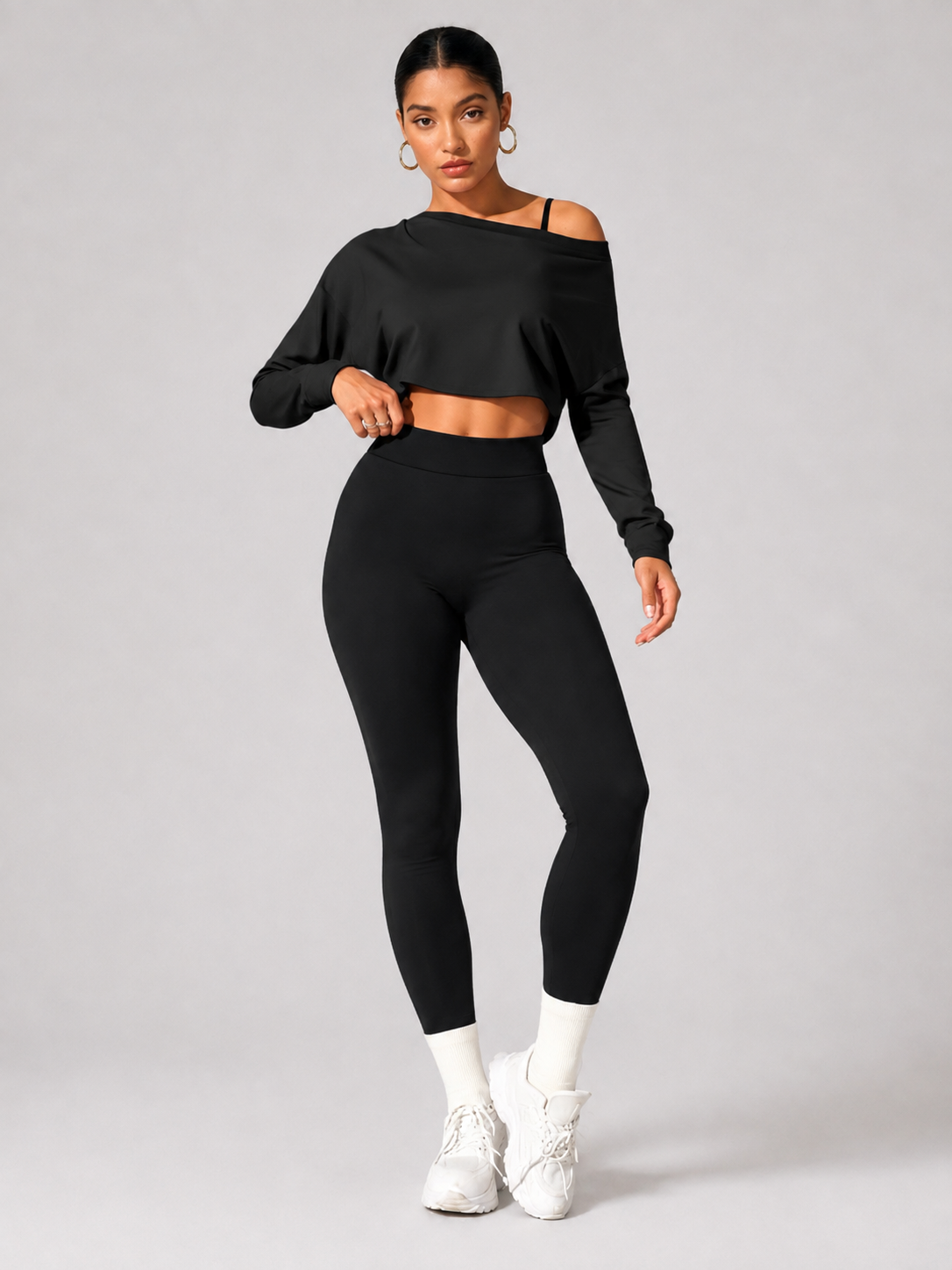 Women’s Long-Sleeve Crop Top & Leggings Set