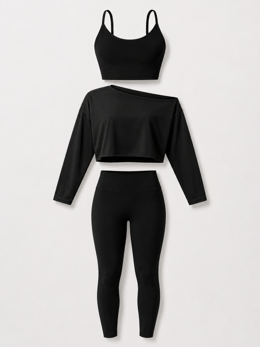 Women’s Long-Sleeve Crop Top & Leggings Set