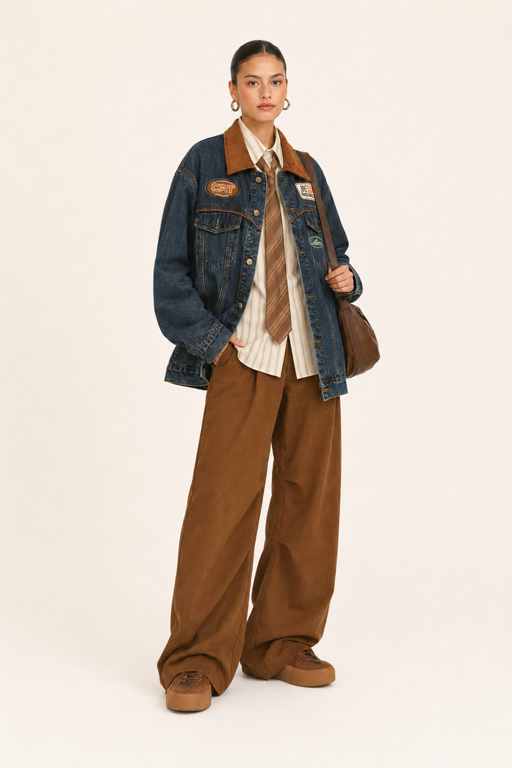 Blue Color-Block Lapel Jacket
