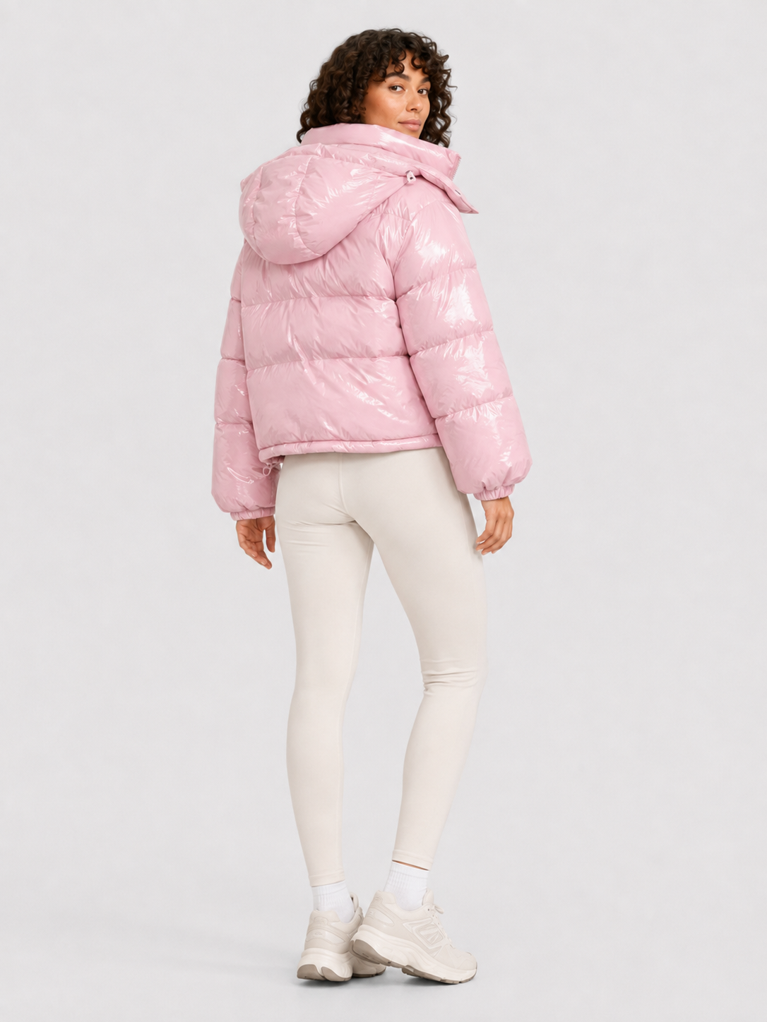 Women’s Shiny Cropped Hooded Puffer Jacket