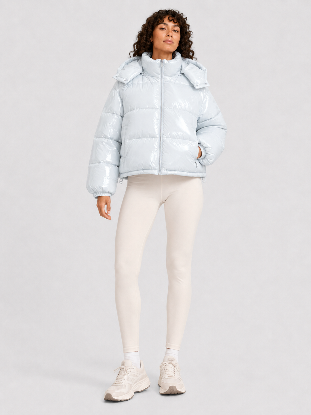 Women’s Shiny Cropped Hooded Puffer Jacket