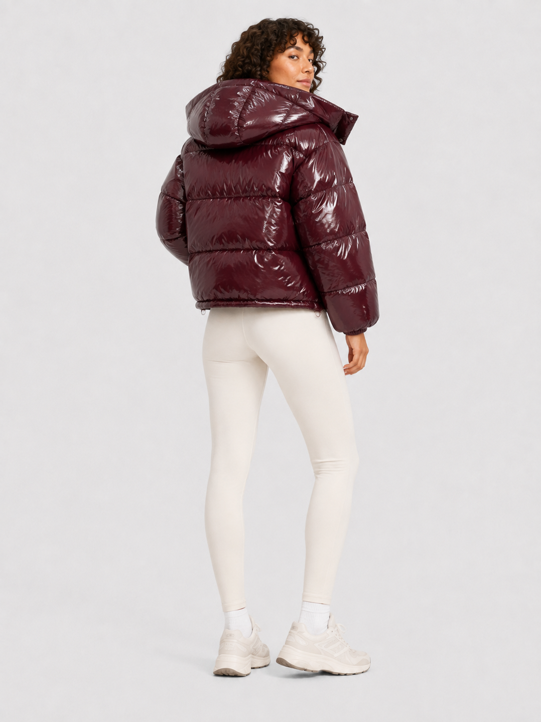 Women’s Shiny Cropped Hooded Puffer Jacket