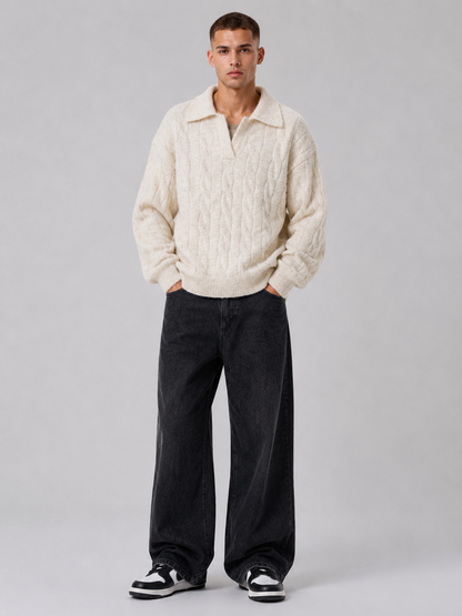 Vintage Loose Fit Lapel Pullover Top