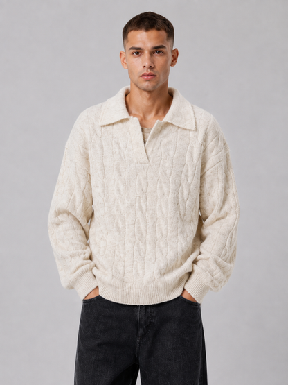 Vintage Loose Fit Lapel Pullover Top