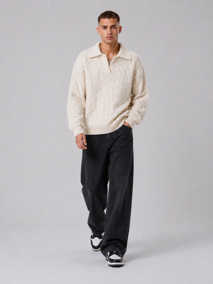 Vintage Loose Fit Lapel Pullover Top