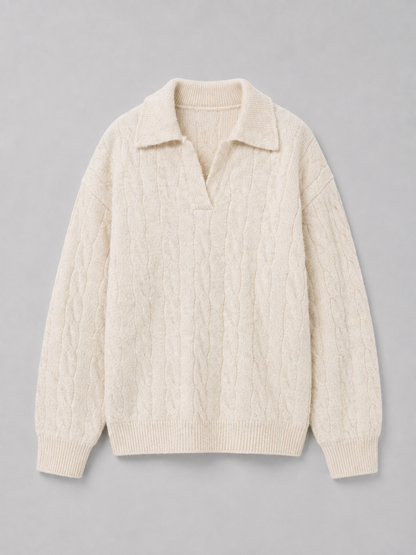 Vintage Loose Fit Lapel Pullover Top