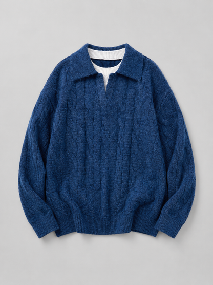 Vintage Loose Fit Lapel Pullover Top