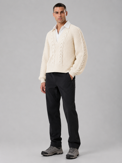 Layered Polo Collar Cropped Pullover