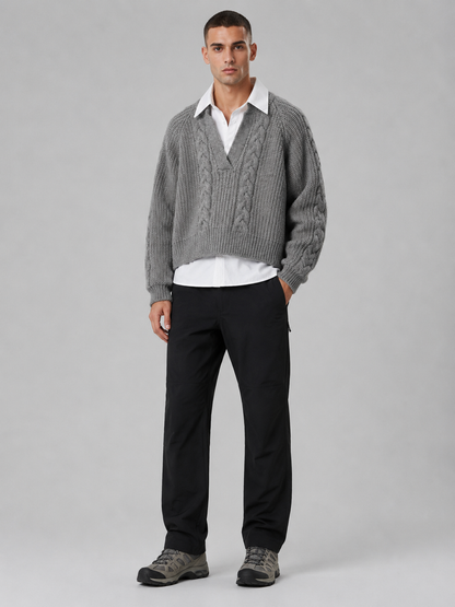 Layered Polo Collar Cropped Pullover