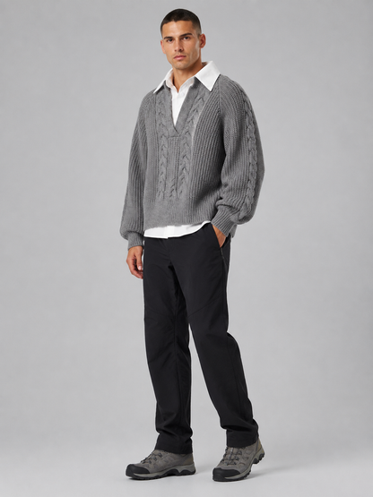 Layered Polo Collar Cropped Pullover