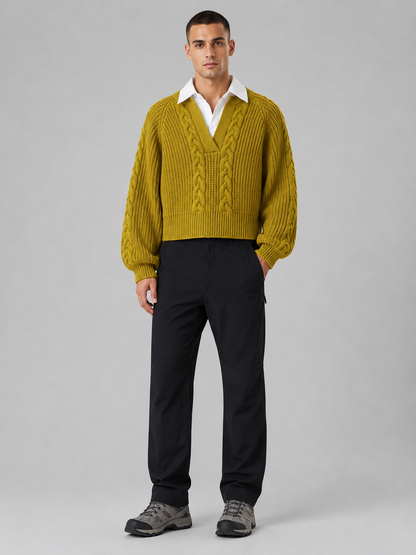 Layered Polo Collar Cropped Pullover