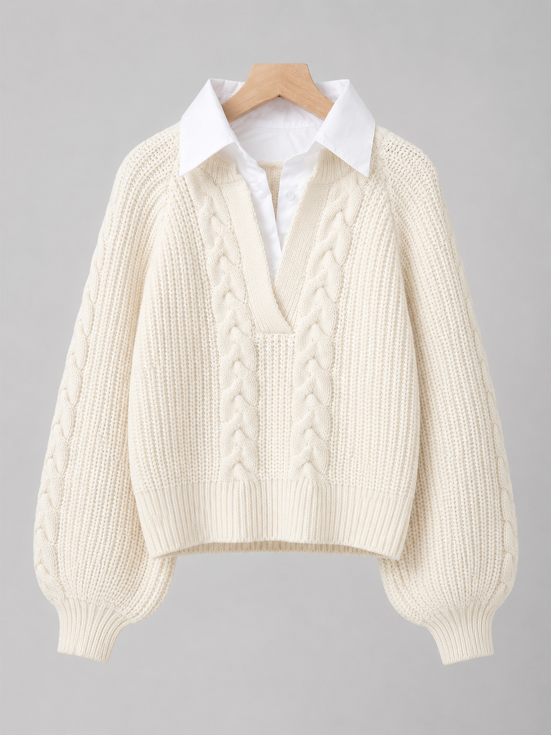 Layered Polo Collar Cropped Pullover