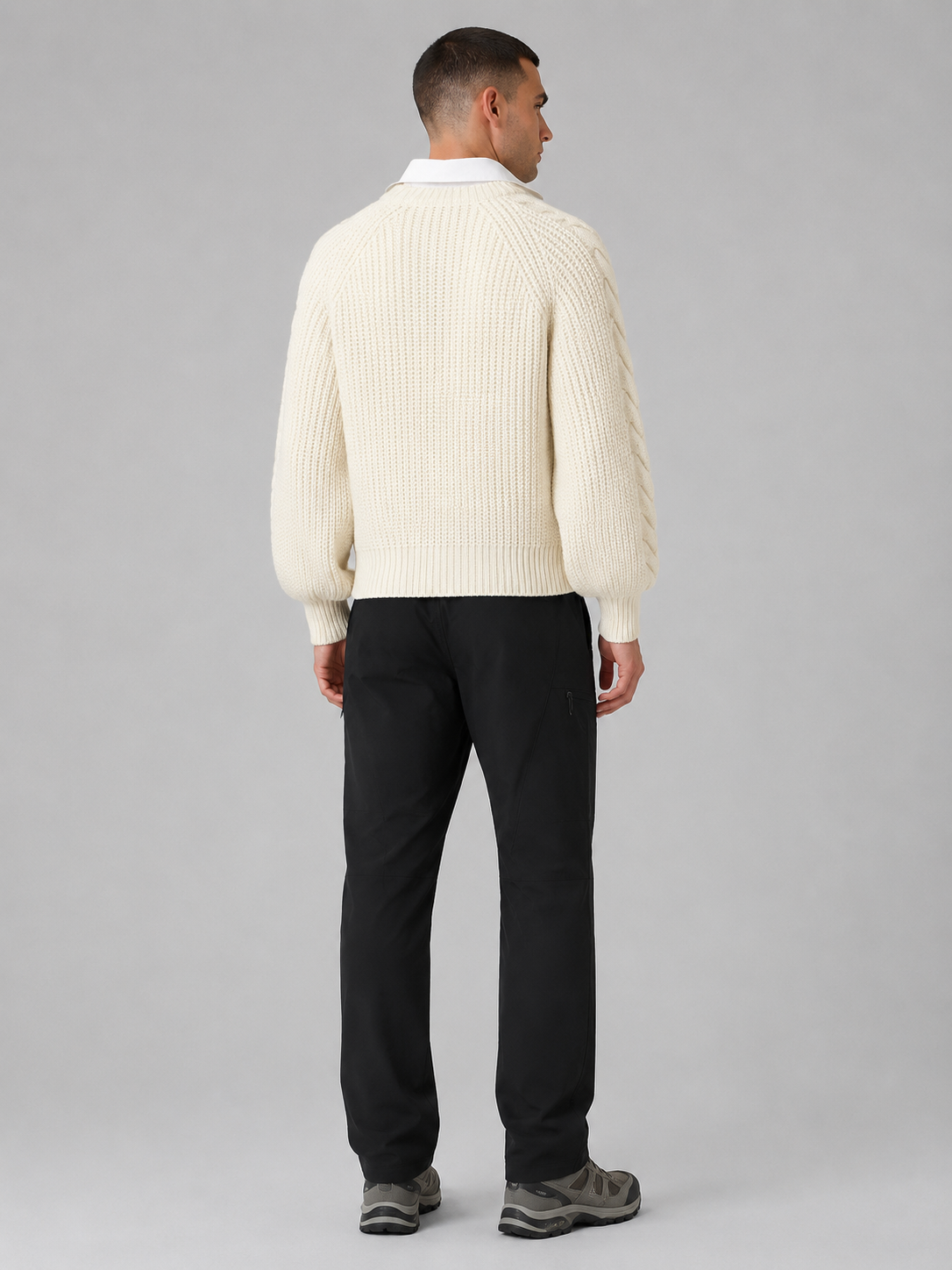 Layered Polo Collar Cropped Pullover