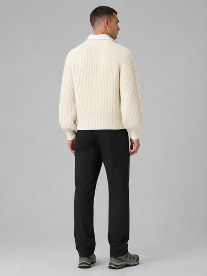 Layered Polo Collar Cropped Pullover