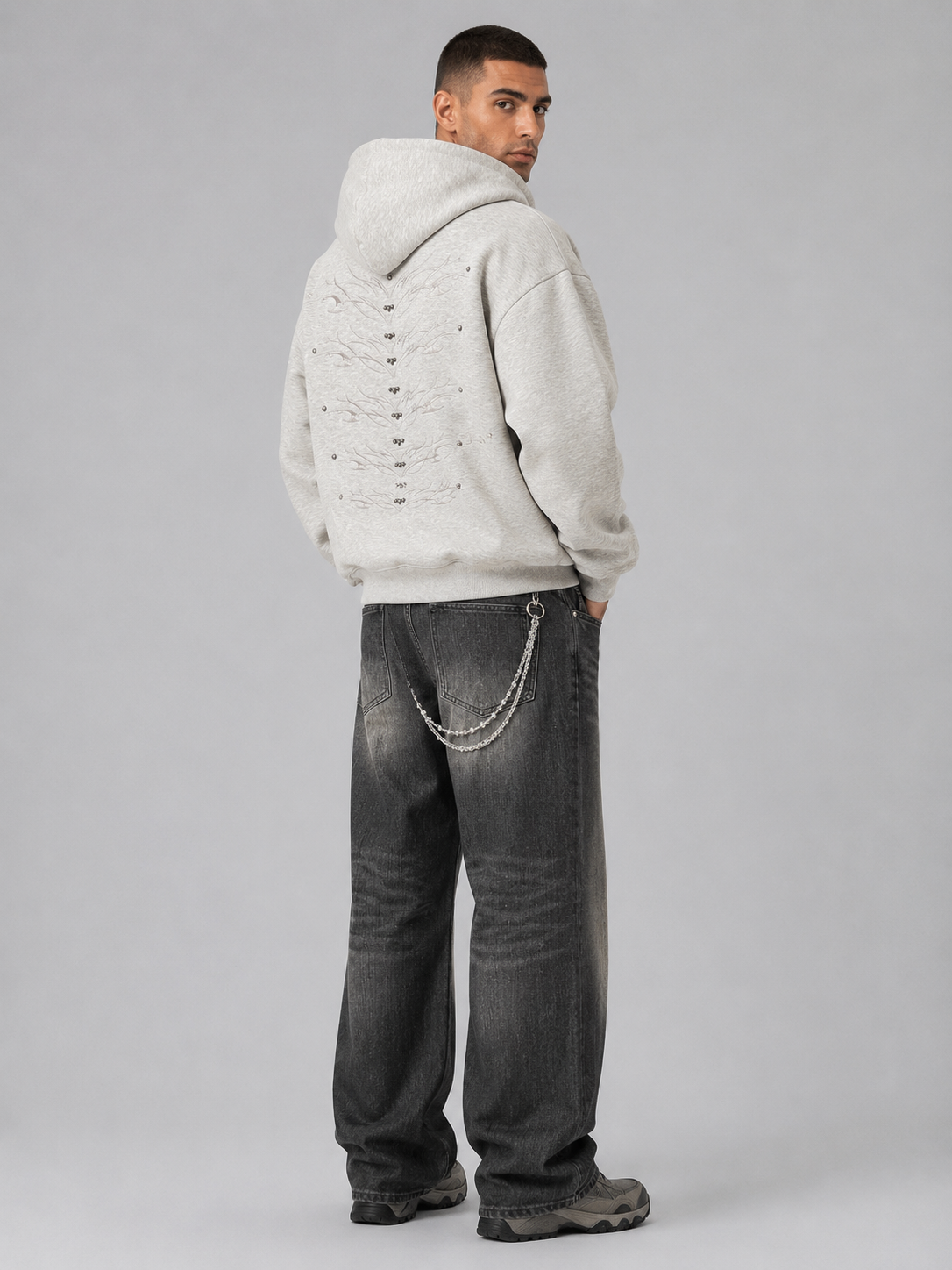 Washed Distressed Loose Fit Hoodie