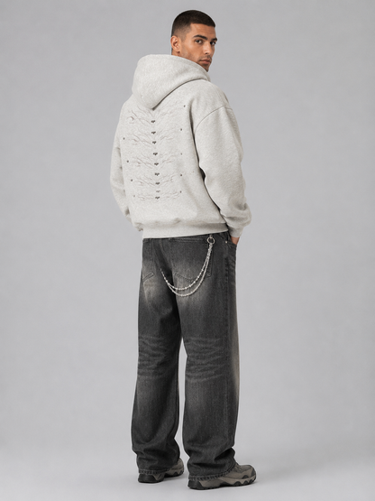 Washed Distressed Loose Fit Hoodie