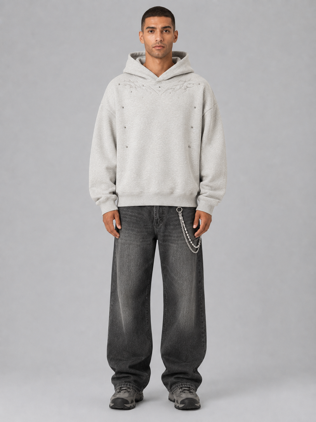 Washed Distressed Loose Fit Hoodie