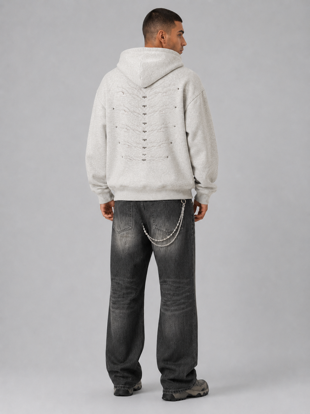 Washed Distressed Loose Fit Hoodie