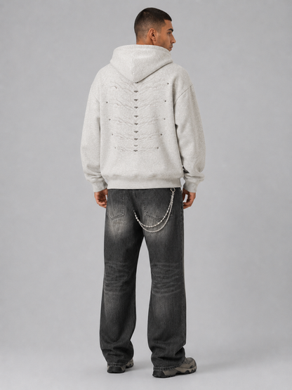 Washed Distressed Loose Fit Hoodie
