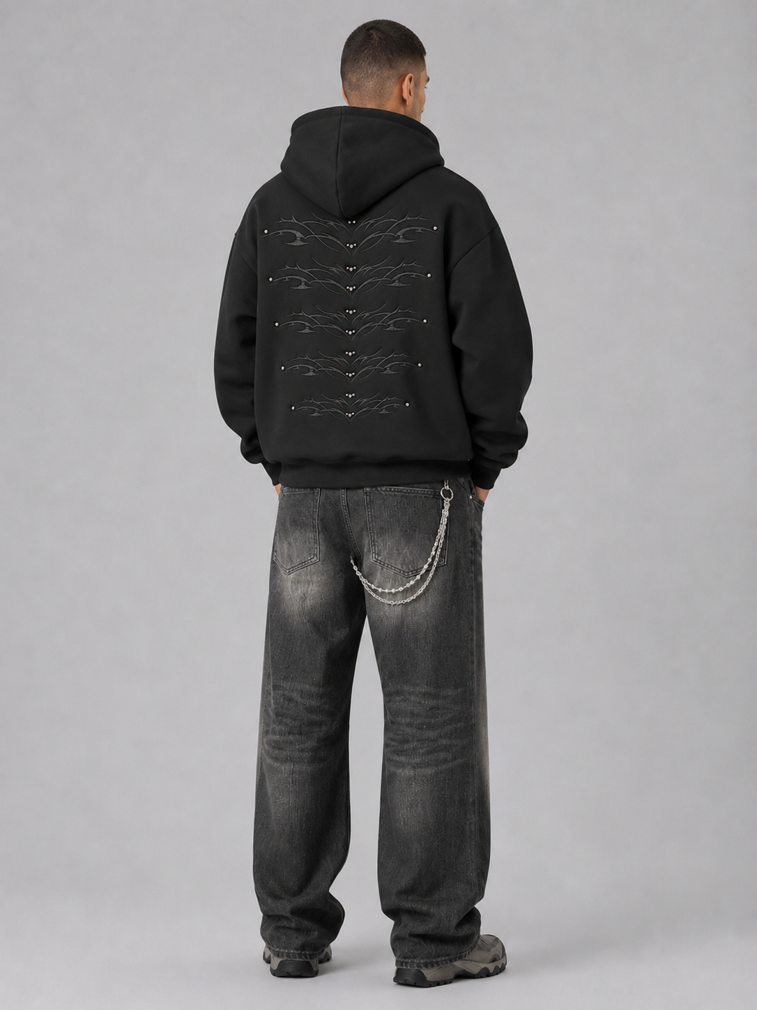 Washed Distressed Loose Fit Hoodie