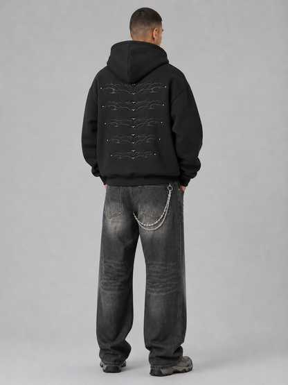 Washed Distressed Loose Fit Hoodie