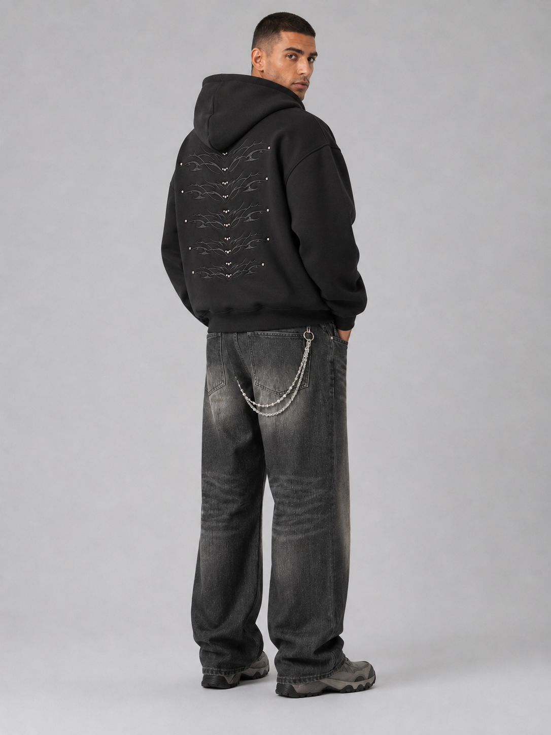 Washed Distressed Loose Fit Hoodie