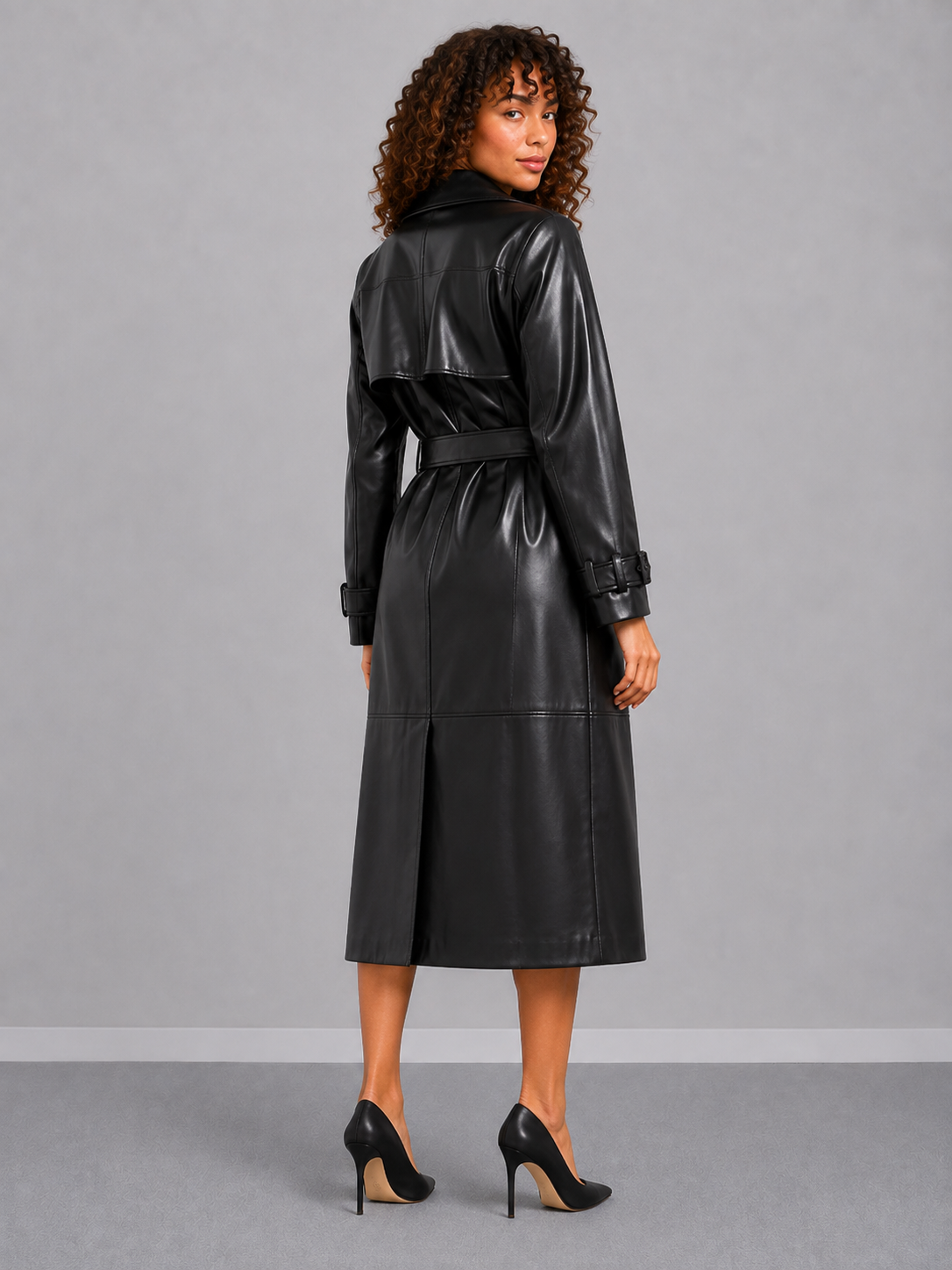Long Double-Breasted Slim Fit Coat