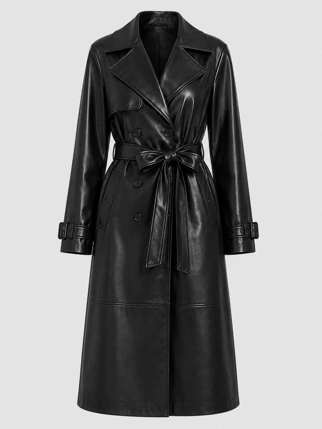 Long Double-Breasted Slim Fit Coat