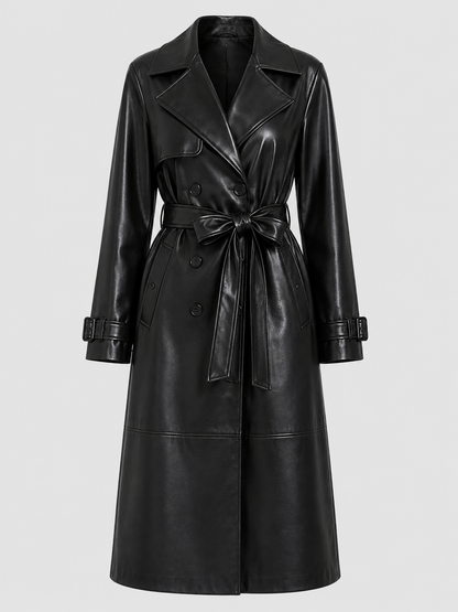 Long Double-Breasted Slim Fit Coat