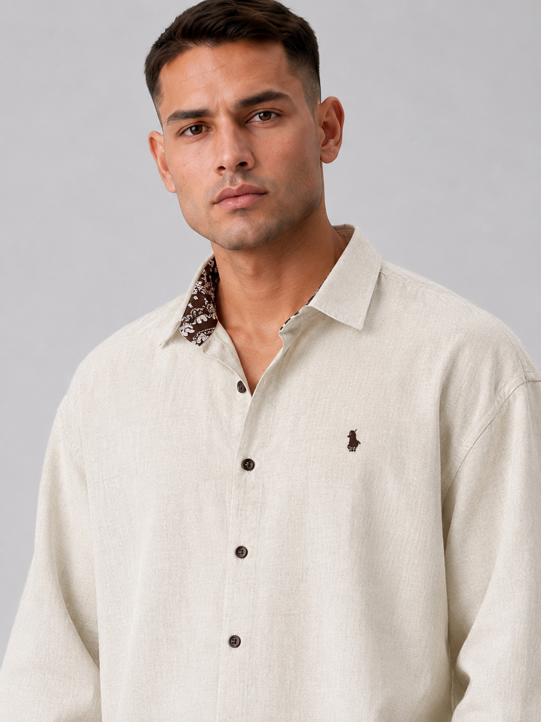 Light Khaki Loose Fit Lapel Jacket