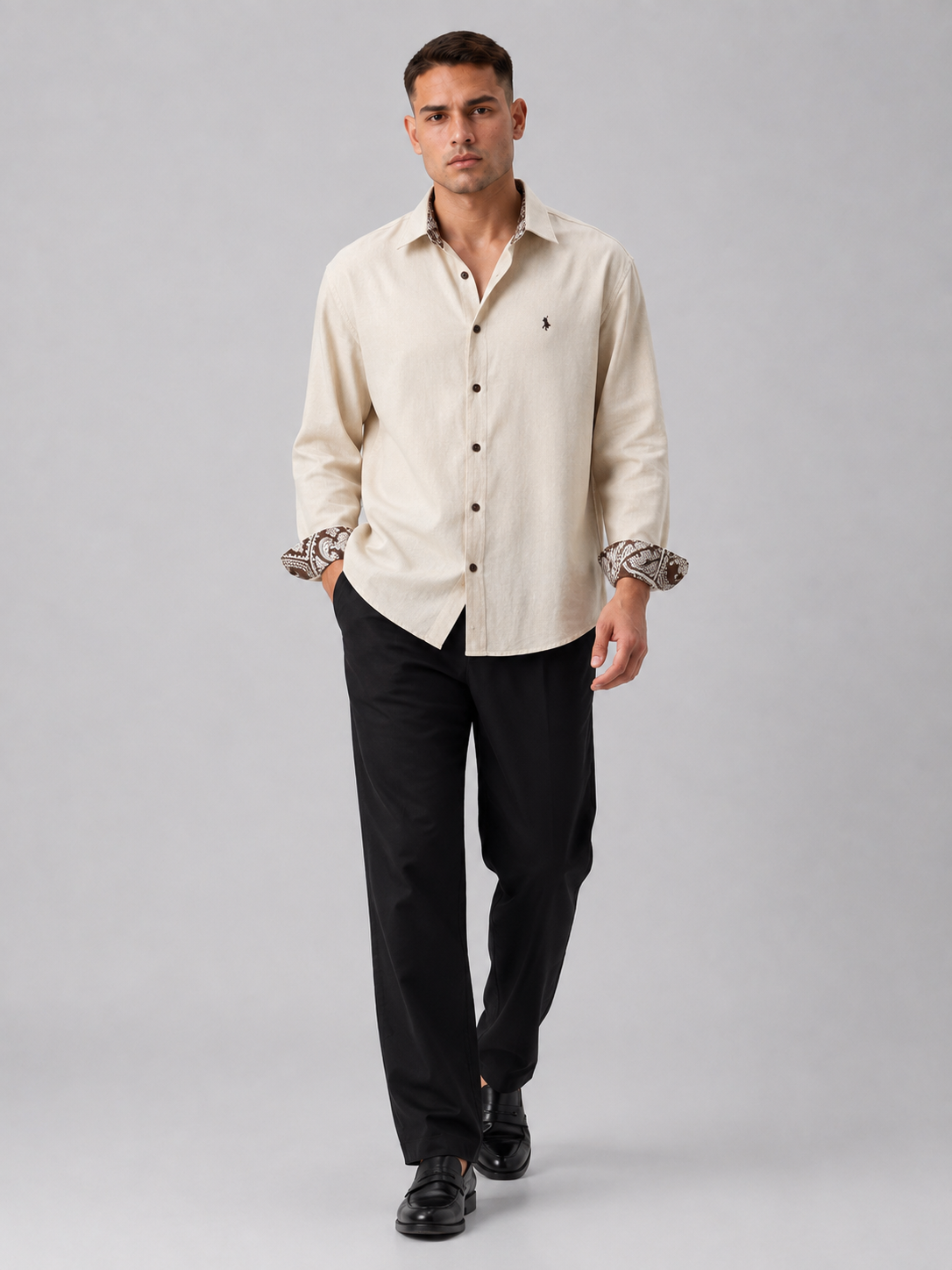 Light Khaki Loose Fit Lapel Jacket
