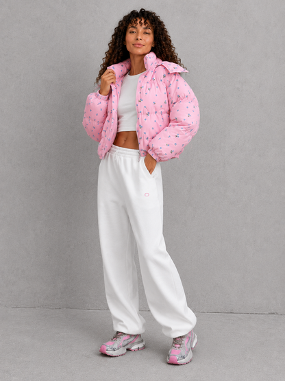 Women’s Floral Cropped Hooded Puffer Jacket