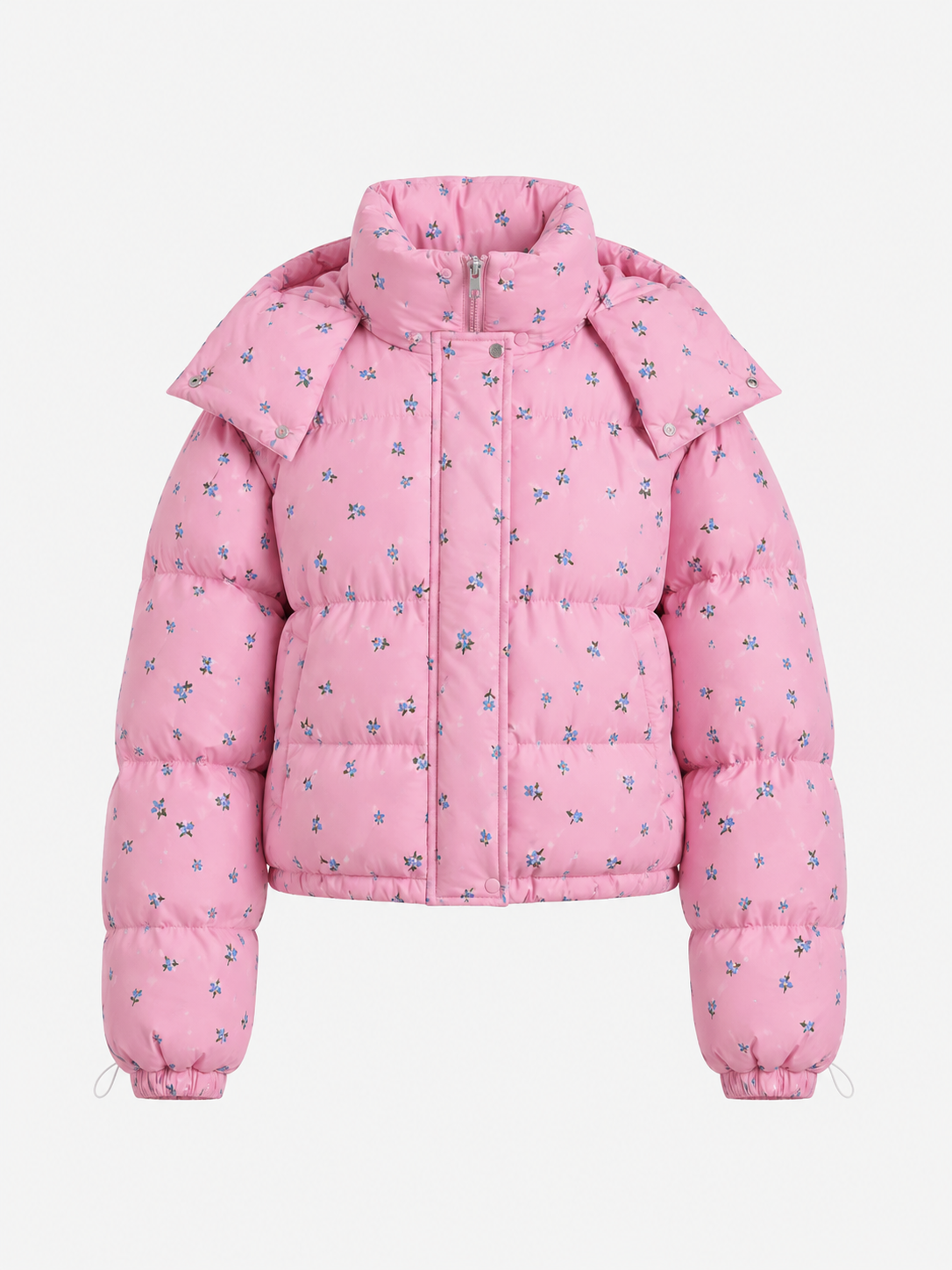 Women’s Floral Cropped Hooded Puffer Jacket