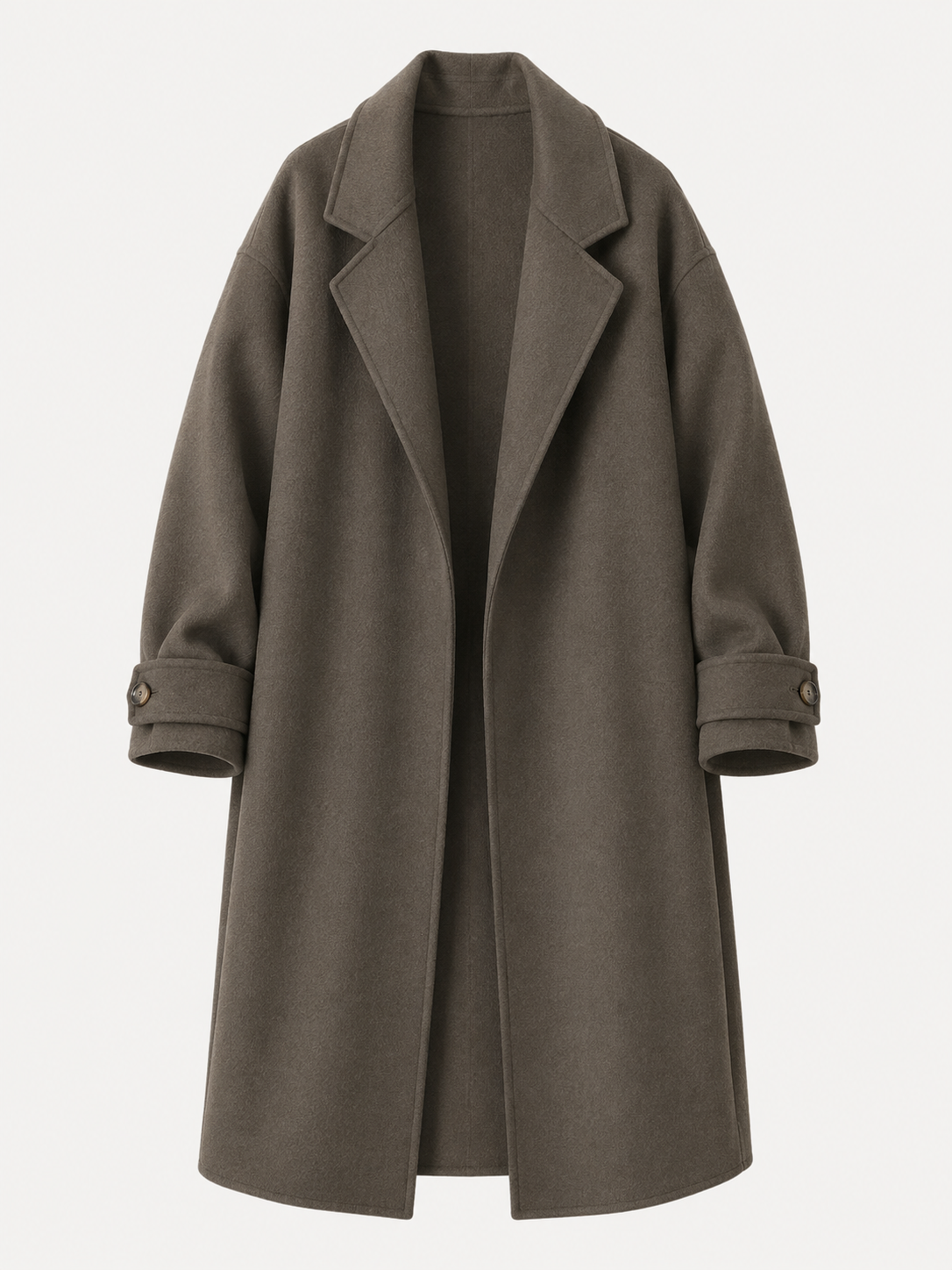 Long Tie-Waist Polyester Coat