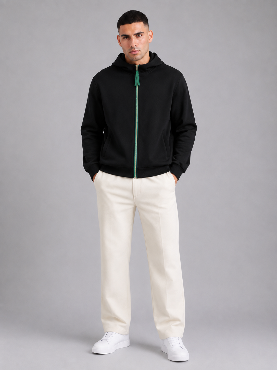 Color-Block Hooded Casual Jacket