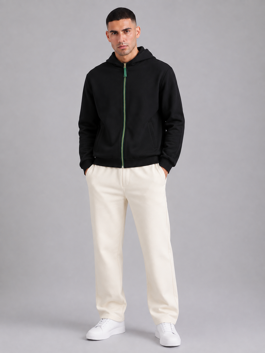 Color-Block Hooded Casual Jacket