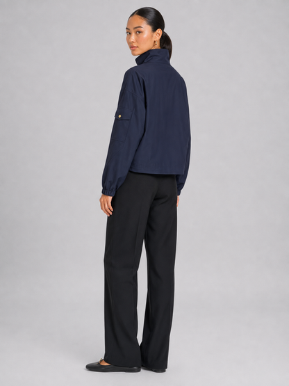 3D Pattern Stand Collar Zip Jacke