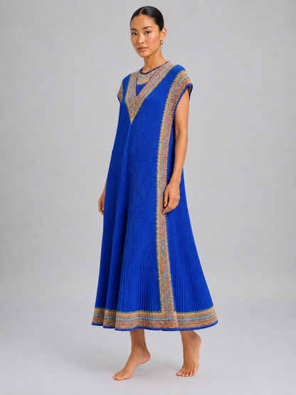 Women’s Sleeveless Pleated A-Line Maxi Dress
