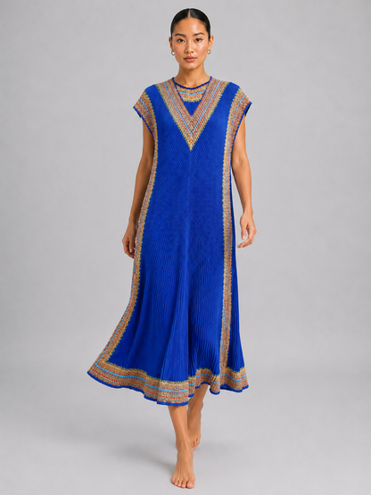 Women’s Sleeveless Pleated A-Line Maxi Dress