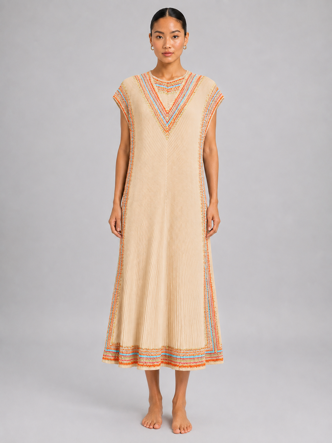 Women’s Sleeveless Pleated A-Line Maxi Dress