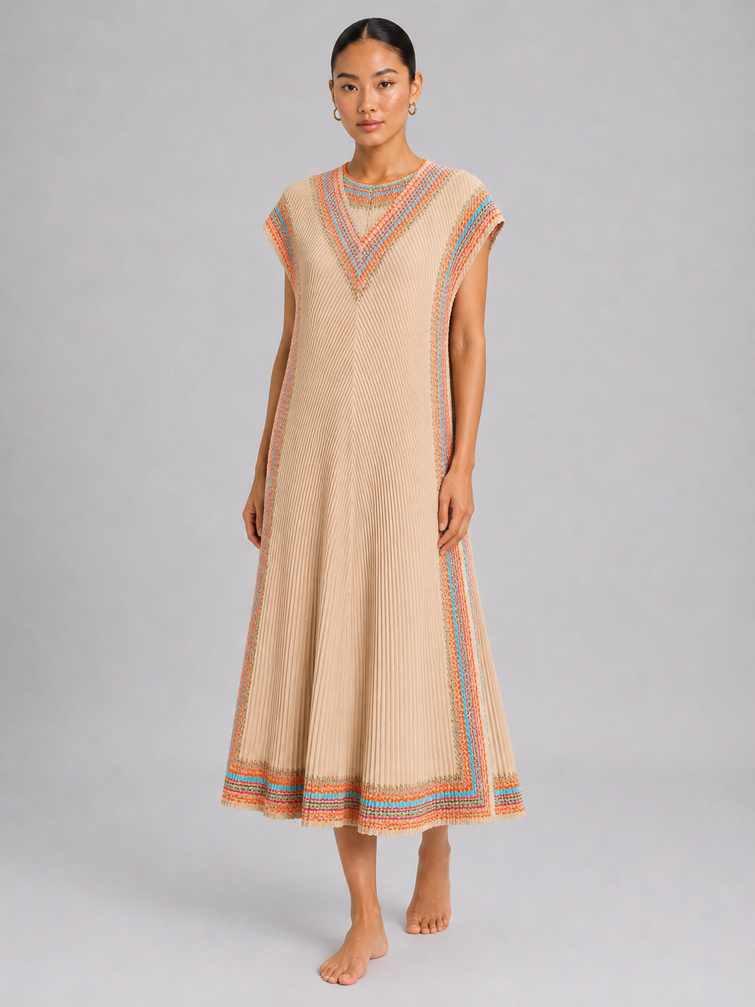 Women’s Sleeveless Pleated A-Line Maxi Dress