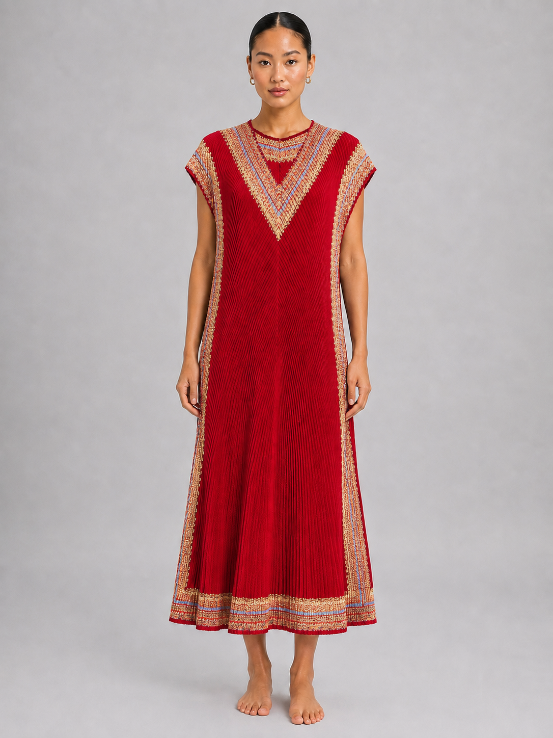 Women’s Sleeveless Pleated A-Line Maxi Dress