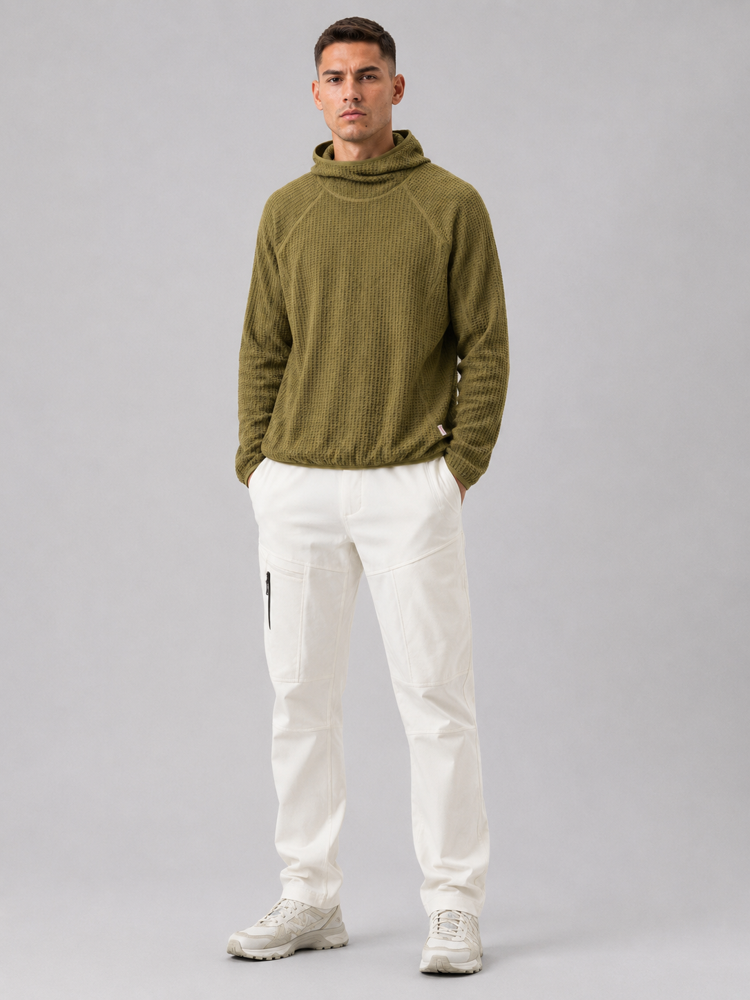 Loose Fit High-Collar Hooded Pullover