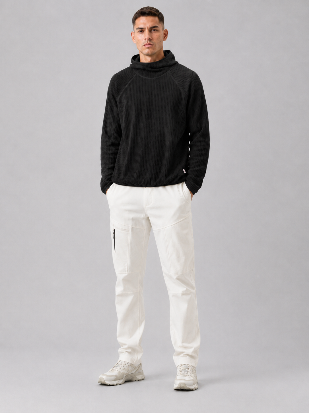 Loose Fit High-Collar Hooded Pullover