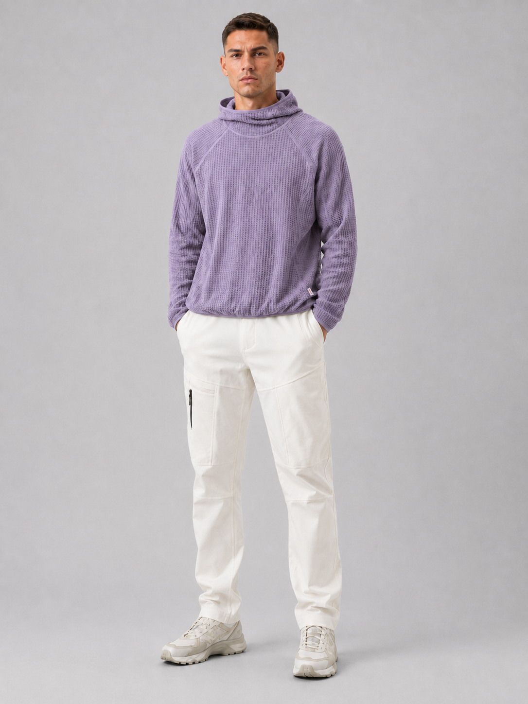 Loose Fit High-Collar Hooded Pullover
